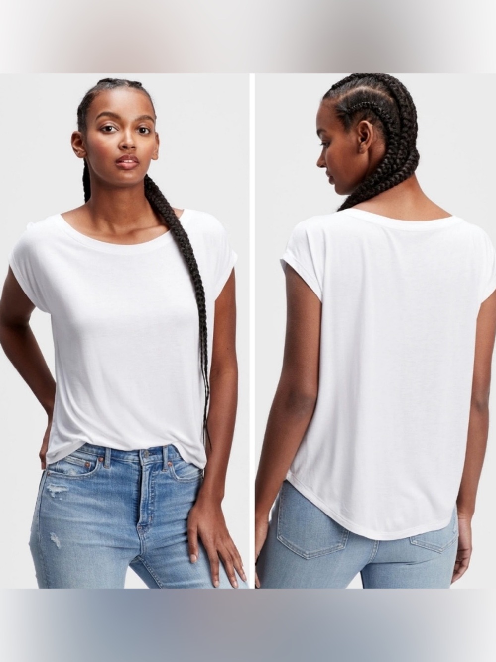 Gap Luxe Boatneck Cap Sleeve White Tee